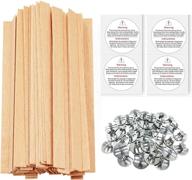 🕯️ 100 pcs thickened wood candle wicks with iron stand & 100 pcs warning labels - visgaler natural smokeless candle making wicks, environmentally-friendly logo
