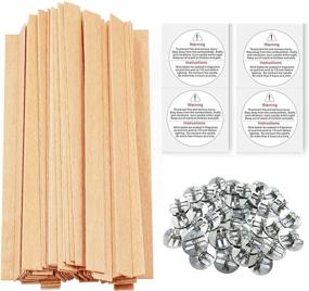 img 4 attached to 🕯️ 100 Pcs Thickened Wood Candle Wicks with Iron Stand & 100 Pcs Warning Labels - Visgaler Natural Smokeless Candle Making Wicks, Environmentally-Friendly