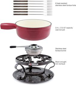 img 2 attached to Swissmar Lugano 2-Quart Cherry Red Cast Iron Cheese Fondue Set, 9-Piece