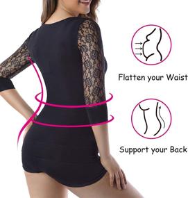 img 3 attached to 👚 Breathable Bamboo Slimming Shirt with 3/4 Long Sleeve Lace Top for Women