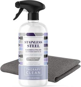 img 4 attached to 🧼 Premium Therapy Stainless Steel Cleaner Kit: Plant-Based Formula, Solvent-Free, Natural Essential Oils | Effortlessly Removes Fingerprints, Water Marks, Residue, and Grease from Appliances (Single)