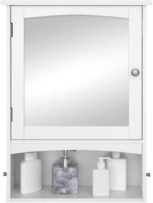 img 2 attached to 🚽 White Bathroom Wall Storage Organizer with Adjustable Shelf - VASAGLE Mirror Cabinet, Medicine Cupboard, 18.9 x 6.3 x 25.6 Inches