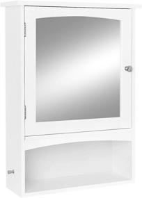 img 4 attached to 🚽 White Bathroom Wall Storage Organizer with Adjustable Shelf - VASAGLE Mirror Cabinet, Medicine Cupboard, 18.9 x 6.3 x 25.6 Inches