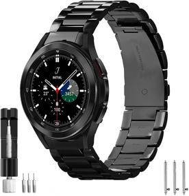 img 4 attached to 📲 Картычки без зазоров: Браслеты из нержавеющей стали для Samsung Galaxy Watch 4 Classic 46mm 2021 - Идеальное сочетание для мужчин и женщин!