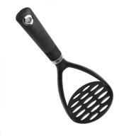 🥔 non-stick cookware safe potato masher: sturdy, heat resistant, and soft grip nylon gadget - cooking light, black logo