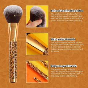 img 2 attached to Набор профессиональных кистей для макияжа Docolor Makeup Brushes Leopard - 12 штук с премиальными синтетическими щетинами - кисти для нанесения тонального крема, растушевки пудры, румян, консилера и теней - полный комплект кистей для макияжа.