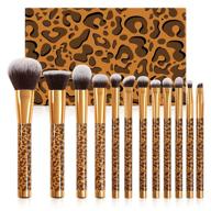 docolor makeup brushes leopard - 12 piece set of professional makeup brushes with premium synthetic bristles - kabuki foundation blending, face powder, blush, concealer, eyeshadow - complete makeup brush kit logo