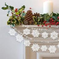 🎄 premium banberry designs white glittered snowflake garlands - 6 ft long (set of 2) - 10 snowflakes on each - ideal for festive christmas decorating logo