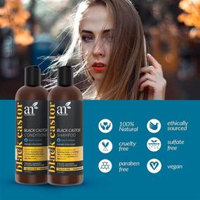 img 1 attached to 🖤 artnaturals Black Castor-Oil Shampoo and Conditioner – (2 x 12 Fl Oz / 355ml) – Strengthen, Grow, and Restore – Jamaican Castor – Ideal for Color Treated Hair