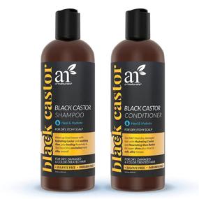 img 4 attached to 🖤 artnaturals Black Castor-Oil Shampoo and Conditioner – (2 x 12 Fl Oz / 355ml) – Strengthen, Grow, and Restore – Jamaican Castor – Ideal for Color Treated Hair