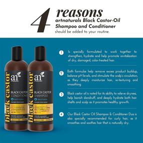 img 3 attached to 🖤 artnaturals Black Castor-Oil Shampoo and Conditioner – (2 x 12 Fl Oz / 355ml) – Strengthen, Grow, and Restore – Jamaican Castor – Ideal for Color Treated Hair