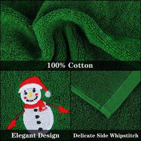 img 2 attached to 🎄 ELCOHO 3 Pack Christmas Hand Towels Washcloths - 100% Pure Cotton Towels Set with Festive Christmas Pattern Design, Perfect Bathroom Decorative and Dish Towels Gift Set (Red, Green, White)