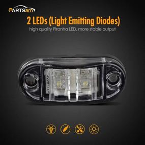 img 3 attached to 🚚 Partsam 4x Oval White Clear Lens 2 Diode LED Trailer Truck Clearance Side Marker Lights: Surface Mount 2.5'' - Boat Marine LED Lights RV Camper Accessories