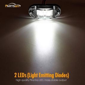 img 2 attached to 🚚 Partsam 4x Oval White Clear Lens 2 Diode LED Trailer Truck Clearance Side Marker Lights: Surface Mount 2.5'' - Boat Marine LED Lights RV Camper Accessories