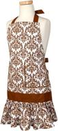 👧 sadie damask apron for kids, ages 6-13, brown and white - flirty aprons логотип