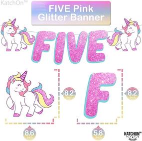 img 1 attached to 🦄 Unicorn 5th Birthday Decorations Girl - Glitter Five Banner, 40 Inch Number 5 Balloon, Giant 43 inch Unicorn Balloon: Perfect Unicorn Decorations for Birthday Party & Girls' Birthday Celebration