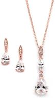 💍 14k rose gold plated teardrop cz wedding necklace and earrings set by mariell - ideal for bridal or bridesmaids logo