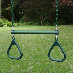 img 3 attached to Green Trapeze Bar Assembly with Rings - Gorilla Playsets 04-0006-G/G, 36.5" Plastisol Coated Chains