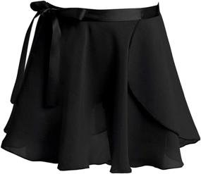 img 4 attached to IEFiEL Kids Girls Dance Basic Chiffon/Floral Lace Wrap Skirt Ballet Pull-On Skirt Dancewear Costumes: Graceful and Versatile Dance Attire for Young Performers