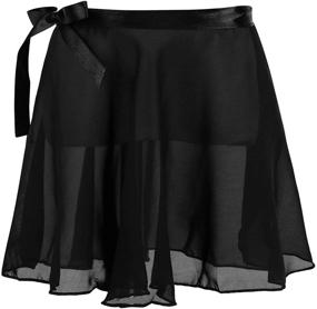 img 3 attached to IEFiEL Kids Girls Dance Basic Chiffon/Floral Lace Wrap Skirt Ballet Pull-On Skirt Dancewear Costumes: Graceful and Versatile Dance Attire for Young Performers