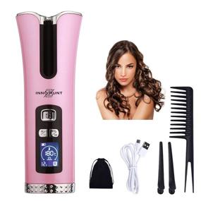 img 3 attached to 🎁 Inno-Huntz Automatic Cordless Hair Curling Iron - Portable Styling Wand with 4 Time and 3 Settings - Perfect Christmas Gift for Her (Pink)