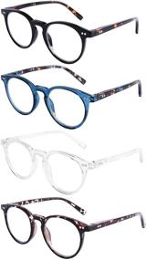 img 4 attached to DOOViC Blue Light Blocking Reading Glasses 4 Pack - Fashion Round Computer Readers for Women Men - 1.5 Strength - Anti Eye Strain Blue Light Reading Glasses