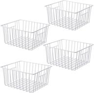 🧊 sanno freezer storage organizer baskets: ideal household refrigerator bin set with built-in handles - perfect for cabinets, pantry, closets, and bedrooms (set of 4) logo
