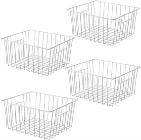 img 4 attached to 🧊 SANNO Freezer Storage Organizer Baskets: Ideal Household Refrigerator Bin Set with Built-in Handles - Perfect for Cabinets, Pantry, Closets, and Bedrooms (Set of 4)