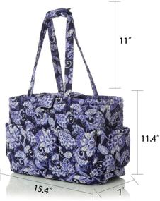 img 2 attached to 🧶 Lavender Floral Knitting Bag - Yarn Storage Tote with Needle Compartments