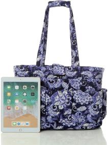 img 1 attached to 🧶 Lavender Floral Knitting Bag - Yarn Storage Tote with Needle Compartments