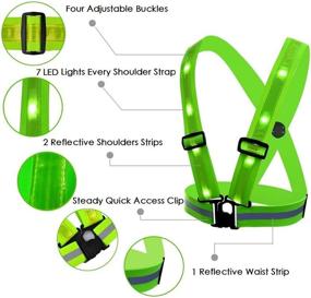 img 3 attached to Fixinus LED Reflective Safety Vest with Storage Pouch - Elastic and Adjustable Reflective 🔦 Running Gear for Outdoor Sports Dog Walking Cycling Motorcycle - USB Charging, LED Glowing Reflector Straps