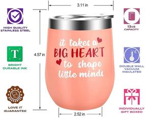 img 3 attached to 🎁 Premium Christmas Teacher Gifts: 12 OZ Stainless Steel Wine Tumbler with Lid & Straws – Perfect Teacher Appreciation Gifts for Women Teacher Professor. Ideal for Christmas Stocking Stuffers, Birthdays & Anniversaries