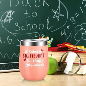 img 2 attached to 🎁 Premium Christmas Teacher Gifts: 12 OZ Stainless Steel Wine Tumbler with Lid & Straws – Perfect Teacher Appreciation Gifts for Women Teacher Professor. Ideal for Christmas Stocking Stuffers, Birthdays & Anniversaries