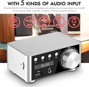 img 1 attached to Nobsound 100W Bluetooth 5.0 Усилитель мощности - Hi-Fi стерео класса D, аудиоусилитель, 2.0-канальный беспроводной приемник, плеер без потерь, домашние колонки TF USB (серебристый)