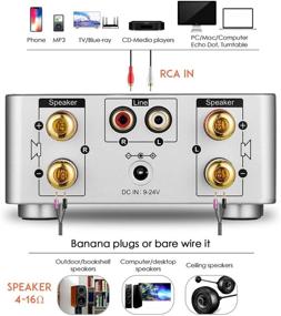 img 2 attached to Nobsound 100W Bluetooth 5.0 Усилитель мощности - Hi-Fi стерео класса D, аудиоусилитель, 2.0-канальный беспроводной приемник, плеер без потерь, домашние колонки TF USB (серебристый)