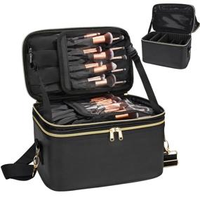 img 4 attached to Waterproof Travel Makeup Bag with Adjustable Dividers - Chomeiu Cosmetic Case for Cosmetics Tools & Accessories, Featuring Shoulder Strap