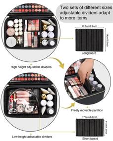 img 3 attached to Waterproof Travel Makeup Bag with Adjustable Dividers - Chomeiu Cosmetic Case for Cosmetics Tools & Accessories, Featuring Shoulder Strap