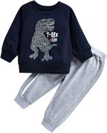 cute and cozy infant toddler baby boy dinosaur printed clothes set with long sleeve sweatshirts and pants outfits logo