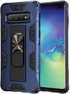 samsung galaxy s10 case military grade shockproof with kickstand stand built-in magnetic car mount armor heavy duty protective case for samsung galaxy s10 phone case (blue) logo