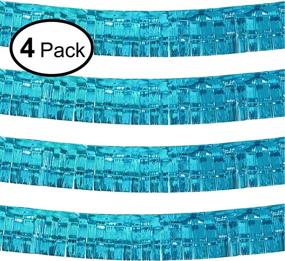 img 4 attached to 🎉 Pack of 4 Turquoise Foil Fringe Garlands - Shiny 10 Ft Metallic Tinsel Banners, Perfect for Parade Floats, Bridal Shower, Bachelorette, Wedding, Birthday, Christmas Decor, and Wall Hanging Drapes