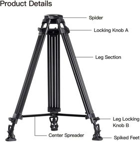 img 3 attached to 🎥 SIRUI Video Tripod AM-25S: Professional Heavy Duty Tripod with Fluid Head - 74.8”, Universal Platform, Handle for Tilting and Panning - 22.0lb Load Capacity, 1/4” and 3/8” Screws