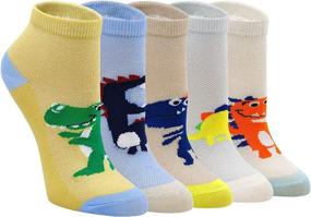 img 4 attached to 🧦 Adorable Cotton Animal Pattern Socks for Boys - 5 Pairs of Ankle Running Socks for Toddler Kids