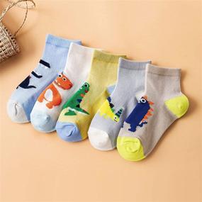 img 3 attached to 🧦 Adorable Cotton Animal Pattern Socks for Boys - 5 Pairs of Ankle Running Socks for Toddler Kids