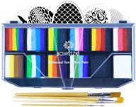 🎨 bowitzki face painting kit for adults and kids - 12x10gm face paint set with stencil, non-toxic rainbow palette, split cakes, flora dolphin, unicorn, flame body paint makeup logo