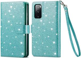 img 2 attached to 📱 Mint Samsung S20 FE Wallet Case - 9 Card Holder, Magnetic Detachable Cover, Kickstand, Lanyard Strap - Glitter PU Leather Folio Flip Case for Galaxy S20 FE 5G by Varikke