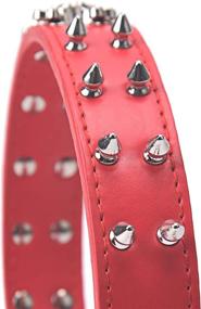 img 1 attached to 🐶 Edgy Spiked Leather Dog Collar with Skull Studs - Premium PU Collars for Medium to Large Dogs in Red