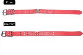 img 3 attached to 🐶 Edgy Spiked Leather Dog Collar with Skull Studs - Premium PU Collars for Medium to Large Dogs in Red