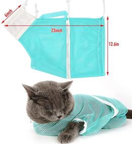 img 3 attached to 🐱 Adjustable Cat Bathing Bag - Anti-Bite & Scratch Mesh Grooming Carrier Bag for Pets, Bathing, Nail Trimming, Medicine Feeding, and Ear Cleaning
