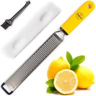 🍋 belleguppy lemon zester & cheese grater: premium stainless steel tool for zesting parmesan, citrus, ginger, nutmeg & more! dishwasher safe with protective cover logo