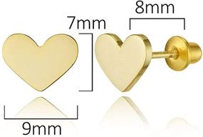 img 3 attached to 💎 High-Quality 14k Gold Plated Brass Plain Heart Screwback Baby Girls Earrings featuring Sterling Silver Posts